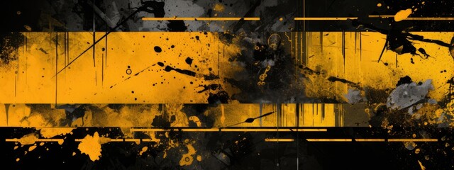 Wall Mural - vibrant yellow and black grunge textures for poster and web banner design, perfect for extreme, spor