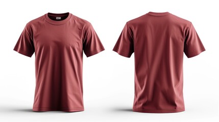 Wall Mural - Blank Maroon t-shirt on white background. Dark red t-shirt blank template. Ai generated