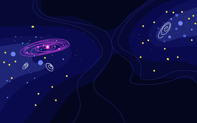 Wall Mural - vector space background . cute flat style template with stars in outer space
