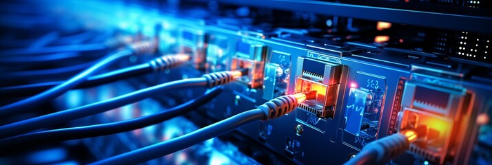 Wall Mural - electronic connection with data transfer, network and communication