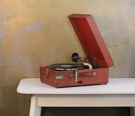 Sticker - old room with a gramophone on the table