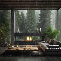 Poster - Luxury living room fireplace a5a8