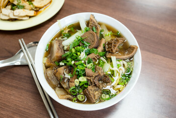 Canvas Print - Braised beef noodle soup in restaurant