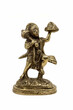 © dev - antique handcrafted statue of lord hanuman carrying a mountain according to hindu scripture ramayan isolated in a white background