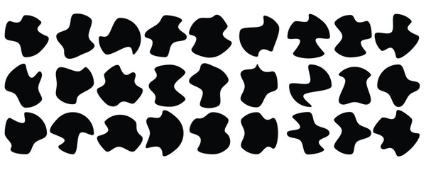 Poster -  Randomly shaped black and white blobs vector set. abstract elements of ink blot, liquid and silhouette. shape, blob, organic, vector, irregular, circle, form, random in eps 10.