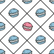 © Mei_Yuan - A pattern with blue and pink macarons. Doodle cartoon vector