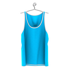 Wall Mural - Add your graphics as much as you want, to this Front View Stylish Tank Top Mockup In Peacock Blue Color On Hanger. You can use it super easily..