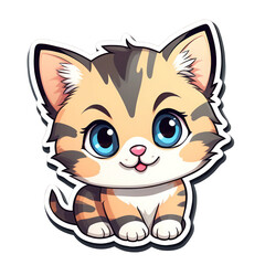 illustration of smile cat with cute cartoon Illustration Design for T-shirt, tee, logo, eps, vector, poster, banner, Sticker, background