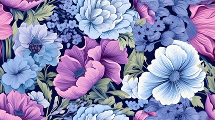 Wall Mural - Seamless pattern with fantasy flowers, natural wallpaper, floral decoration