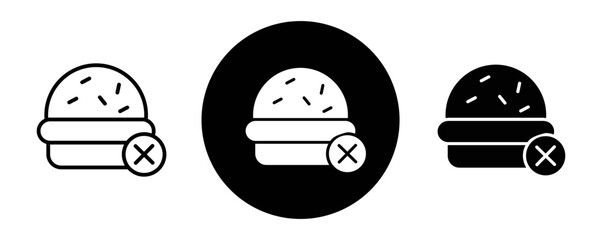 Wall Mural - Forbidden burger outline icon collection or set. Forbidden burger Thin vector line art