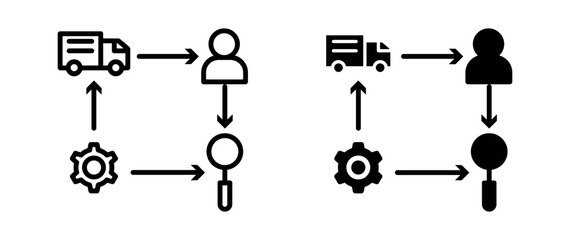 Wall Mural - Supply chain outline icon collection or set. Supply chain Thin vector line art