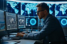 Cybersecurity Analyst Monitoring Threats In Real-time A Sentinel In The Digital World