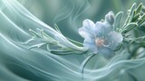 Fototapeta Kwiaty - Tranquil Blossom: Delicate rosemary flower in an extreme macro shot, its wavy form inducing serenity.