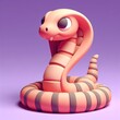 © leographics - Cute 3D Cartoon Snake. 3D minimalist cute illustration on a light background.