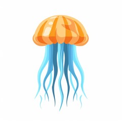 Wall Mural - Sea jellyfish on white background illustration.