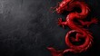Beautiful black minimalistic background with red Chinese red dragon on the right