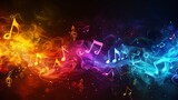 Fototapeta  - Vibrant musical notes dancing in an electrifying display of sound and color
