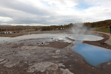 Iceland geyser on a sunny summer day.