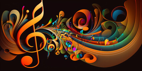 Wall Mural - modern and abstract multicolor music background with clef	
