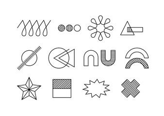 Wall Mural - geometric line elements set. cross and magnet. ui and ux design. minimalistic creativity and art. gr