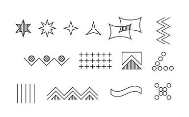 Wall Mural - geometric line elements set. patterns from dots and waves. ui and ux design. minimalistic creativity