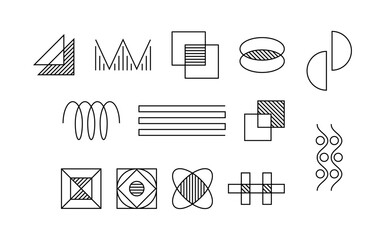 Wall Mural - geometric line elements set. patterns from dots and waves. ui and ux design. minimalistic creativity