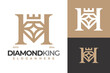 Letter H Diamond King Logo Design Vector Template