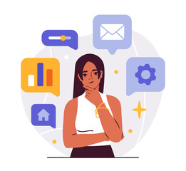 Wall Mural - business person scene concept. woman with tasks. financial forecast and business planning. sticker f