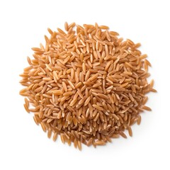 Wall Mural - Brown rice top view isolated on a white background