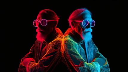 Wall Mural - abstract person portrait in neon style