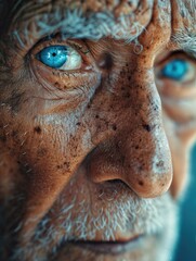 Poster - An old man with blue eyes. Generative AI.