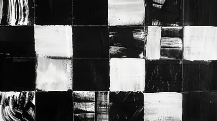 abstract black and white pattern made of squares, monotype, pattern