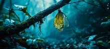 Metamorphosis In Motion: The Graceful Dance Of A Butterfly Cocoon Attached To A Swaying Branch, A Captivating Symphony Of Transformation And Nature's Elegance Unveiled