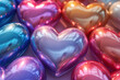 Background of color heart. Festive photo zone for Valentine's Day. Background for cards, banners, invitations, congratulations, volumetric 3D shiny glossy heart-shaped