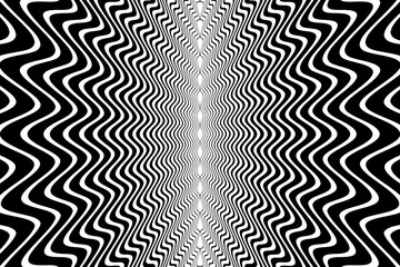 Wall Mural - wavy lines symmetrical pattern. abstract black and white textured background.