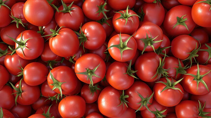 Poster -  a close up of a bunch of tomatoes with green stems on the top and bottom of the tomatoes on the bottom of the picture, and the top of the tomatoes on the bottom of the image.