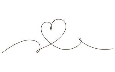 Wall Mural - Heart continuous one line symbol drawing. Love romantic icon in simple linear doodle style vector illustration with editable stroke. Design for wedding festive card