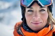 © Alina - Portrait of woman in ski goggles with the reflection of snowed mountains. Winter sports