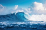 Fototapeta  - Huge blue wave in the ocean