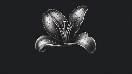 Canvas Print -  a black and white photo of a flower with the word lilly in the middle of the image and the word lily in the middle of the photo, on a black background.