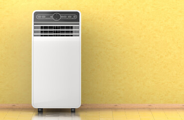 Wall Mural - Portable Air Conditioner in interior, near wall. 3D rendering