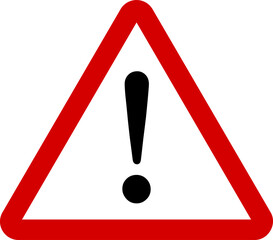 Canvas Print - Red and White Triangular Warning or Attention Sign with Exclamation Mark Icon. Vector Image.