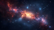 an image of the galaxy with colored stars in it, in the style of ethereal atmosphere, light red and azure, infrared filters, dark black and orange, highly detailed