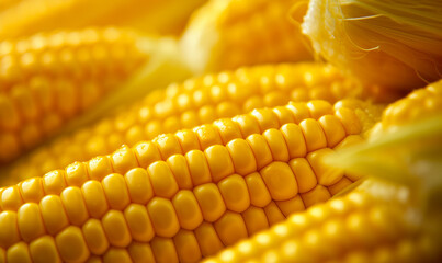 Sticker - Close up of fresh corn on the cob. Selective focus.