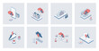 © alexdndz - Cloud storage concept of isometric icons in 3d isometry design for web. Uploading and downloading data in online storage, datacenter connection and processing, hosting service. Vector illustration