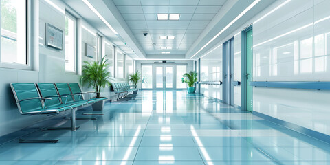 Wall Mural - Empty modern hospital corridor background