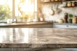 Blurred kitchen bench background with empty marble stone table top