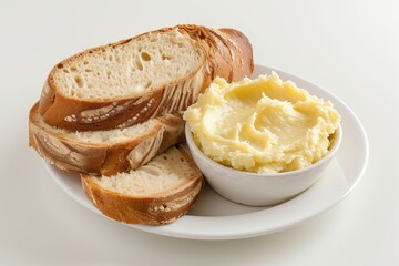 Wall Mural - Bread with lard on white plate