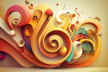 Wall Mural - modern and abstract multicolor music background