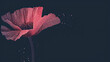  a close up of a pink flower with water droplets on it's petals and a black background with the words poppy written on the bottom of the image and the flower.